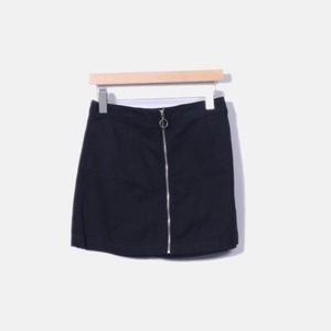 H&M Black Zip Denim Skirt